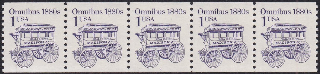 # 2225 (1986) 1880's Omnibus, DG, Block Tag - PS/5, #2, XF MNH