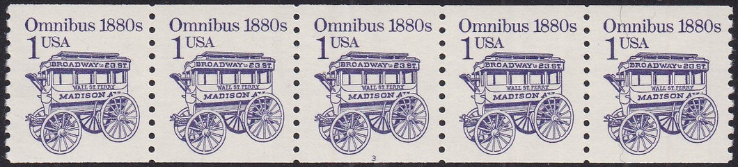 # 2225b (1986) 1880's Omnibus, DG, Not Tag - PS/5, #3, FVF MNH (PNC)