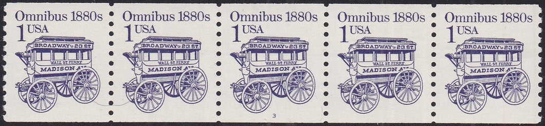 # 2225b (1986) 1880's Omnibus, DG, Not Tag - PS/5, #3, VF MNH (PNC)