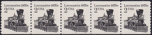 # 2226 (1987) 1870's Locomotive, DG, Block Tag - PS/5, #1, VF MNH (PNC)