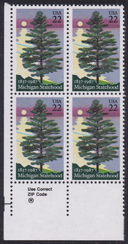 # 2246 (1987) Michigan - Zip Code, BK/4, LL, MNH