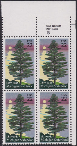 # 2246 (1987) Michigan - Zip Code, BK/4, UR, MNH