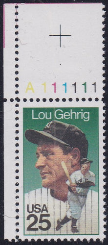 # 2417 (1989) Gehrig - Plt sgl, UL #A111111, MNH