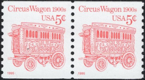 # 2452Dg (1995) 1900's Circus Wagon, LGG, Not Tagged, Lumin - Coil pr, MNH