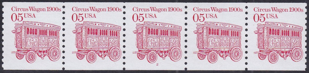 # 2452a (1990) 1900's Circus Wagon, LGG, Not Tag - PS/5, #2, FVF MNH (PNC) AT FACE