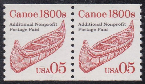 # 2454 (1991) 1800's Canoe, red, LGG, Not Tag - Coil pr, XF MNH