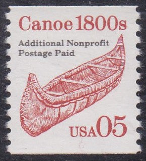 # 2454 (1991) 1800's Canoe, red, LGG, Not Tag - Coil sgl, XF MNH