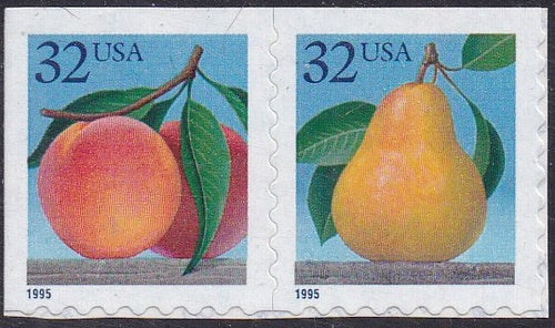 # 2494b (1995) Peach & Pear - Bklt pair, MNH