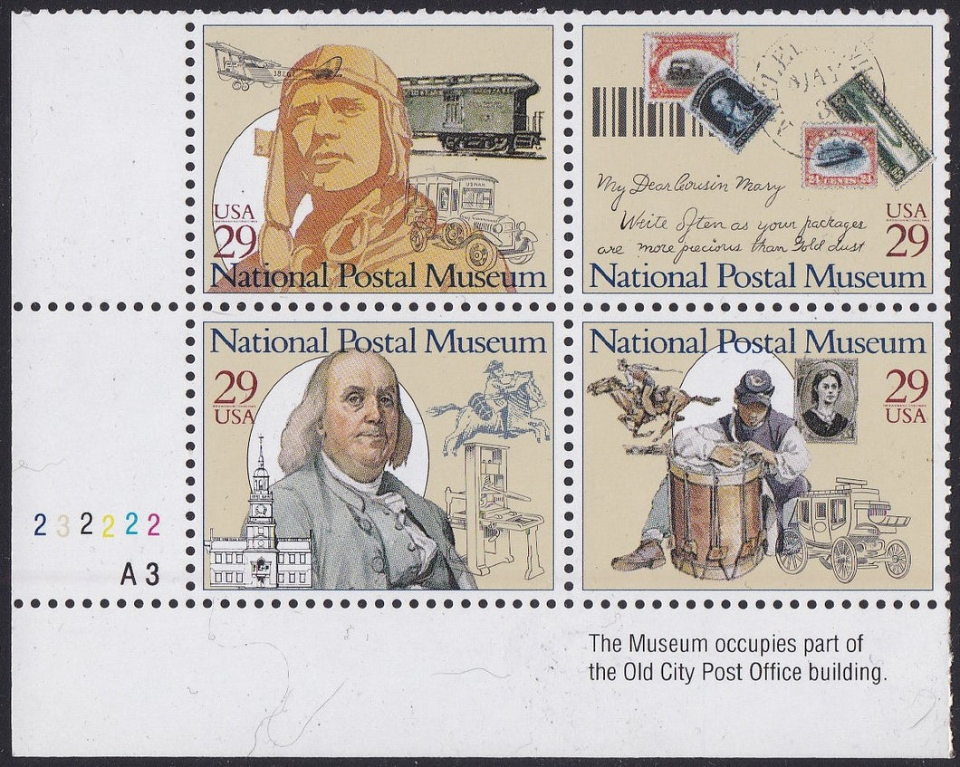 # 2779-82 (1993) Postal Museum - PB, LL #A3-222232, MNH