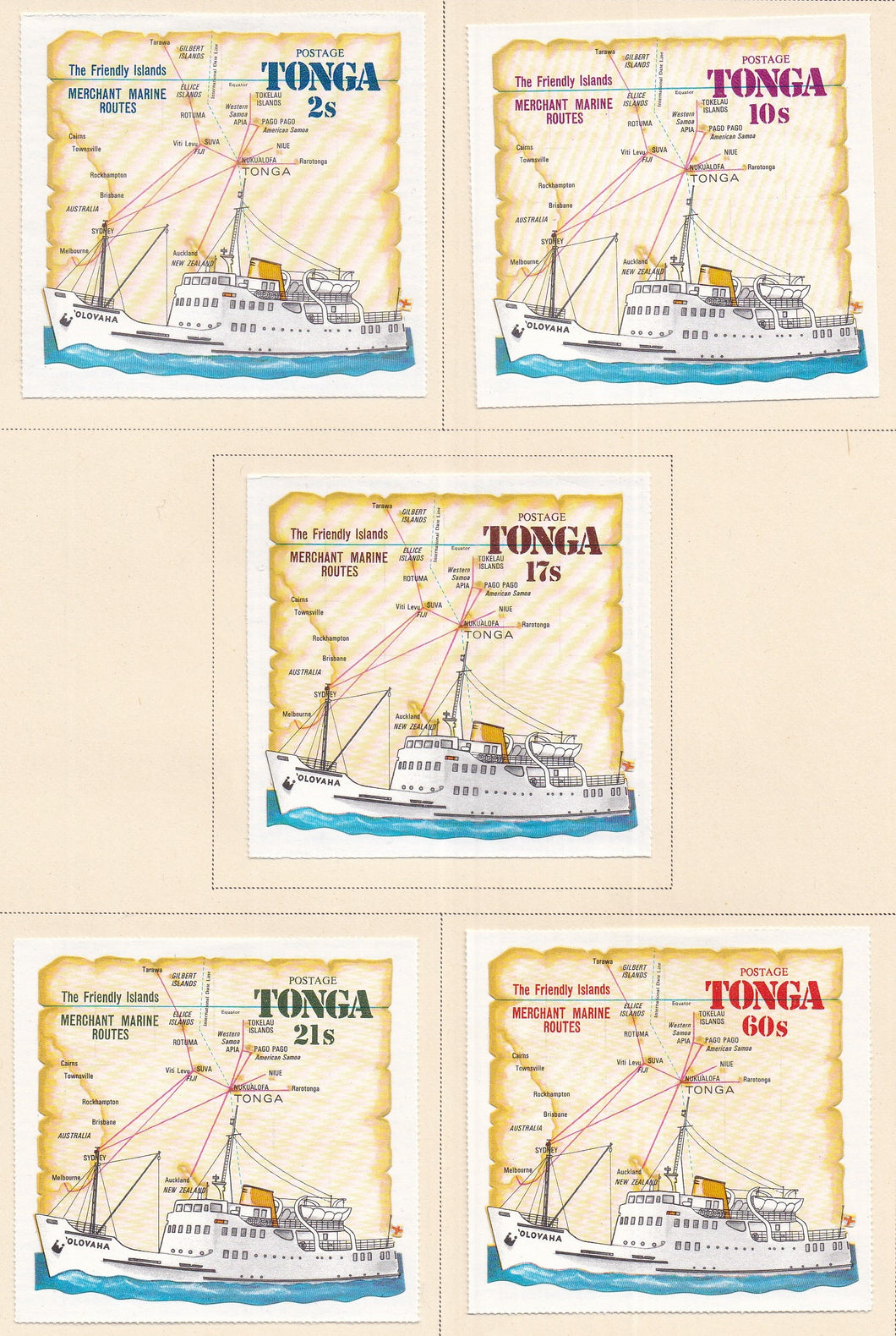 Tonga # 287-290 (1972) Ship & Map - Sgls, Set/5, MLH