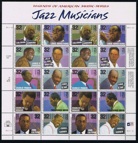 # 2983-92 (1995) JAZZ - Pane, #P111111, MNH