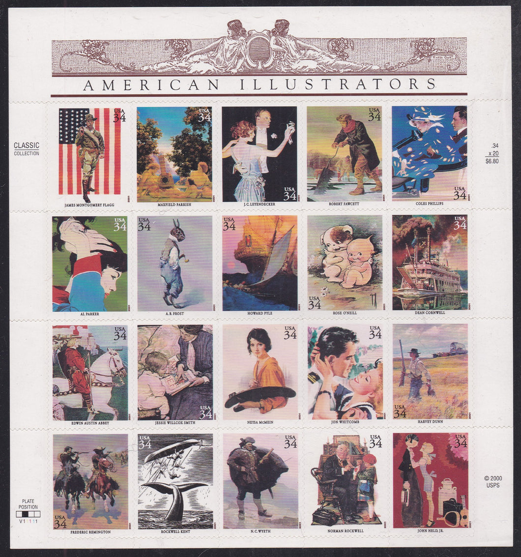 # 3502 (2001) Illustrators - Pane, #V11111, MNH