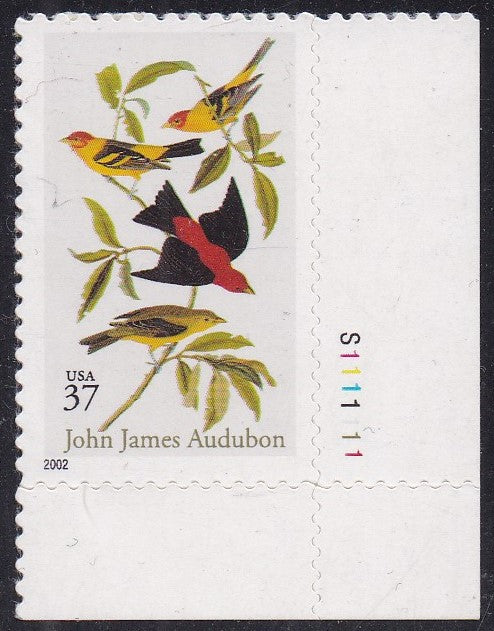 # 3650 (2002) Tanagers - Plt sgl, LR #S1111111, MNH