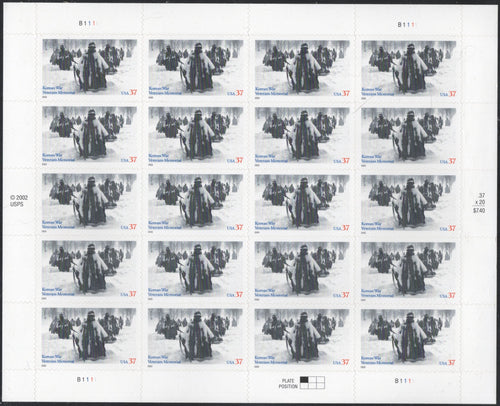 # 3803 (2003) Korean War Veterans Memorial - Pane, MNH - AT FACE