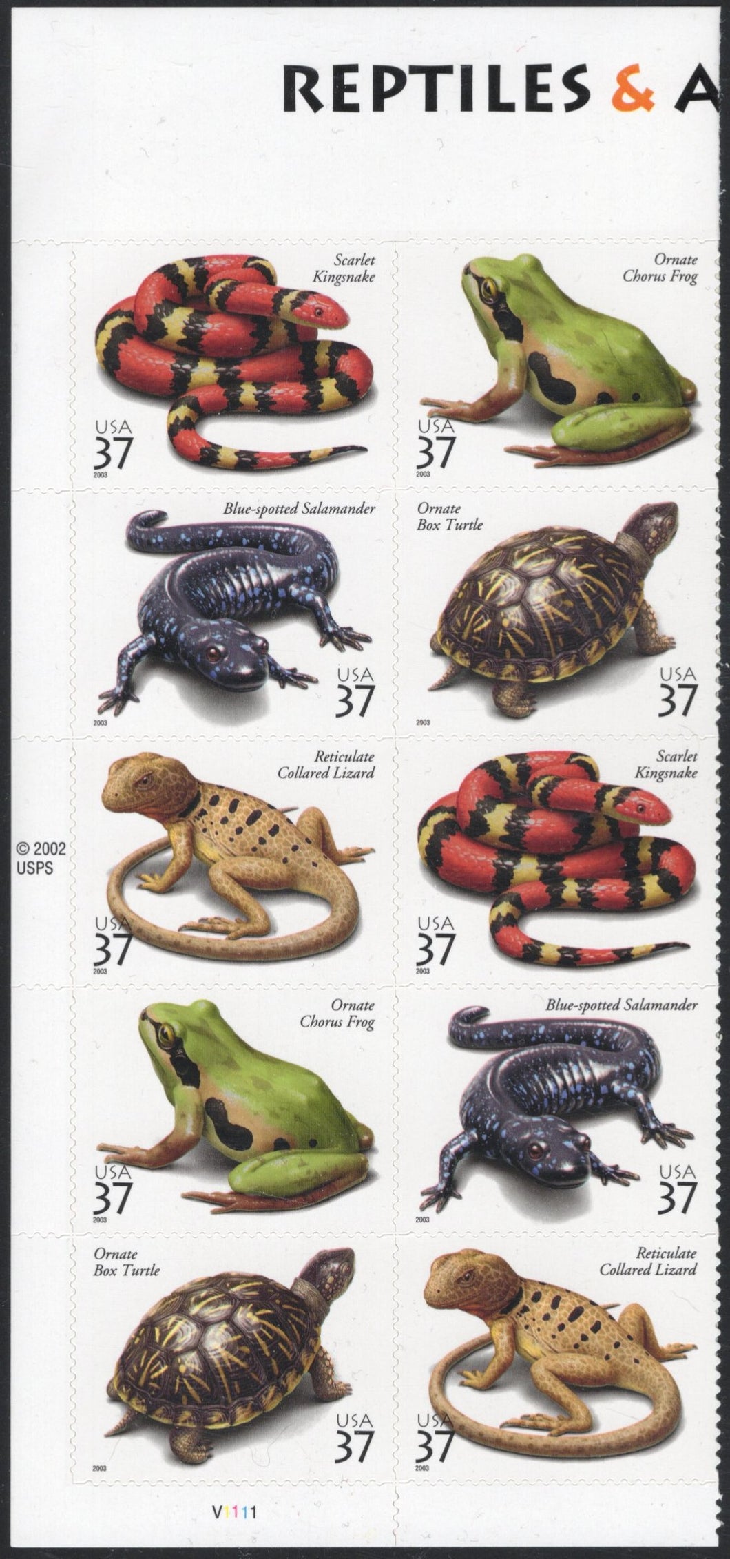 # 3814-18 (2003) Reptiles & Amphibians - PB/10, L # MNH