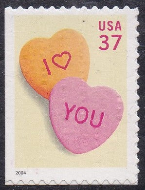 # 3833 (2004) LOVE, Candy Hearts - Bklt sgl, MNH