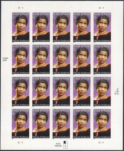 # 3896 (2005) Marian Anderson - Pane, MNH - AT FACE