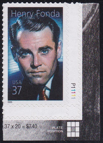 # 3911 (2005) Henry Fonda - Plt sgl, LR #P11111, MNH