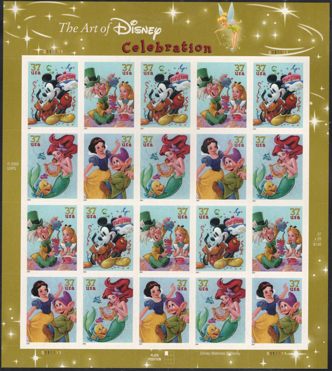 # 3912-15 (2005) Disney Celebration - Pane, MNH - AT FACE