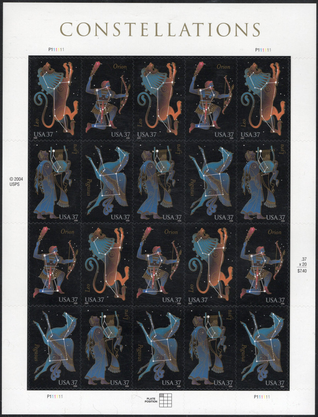 # 3945-48 (2005) Constellations - Pane, MNH - AT FACE