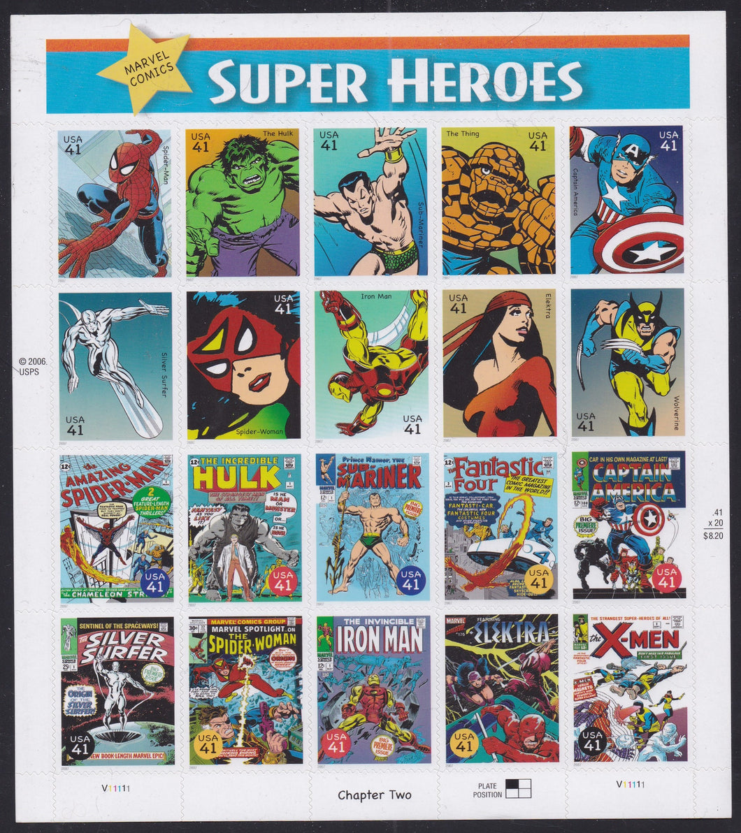 # 4159 (2007) Marvel Comic Super Heroes - Pane, MNH