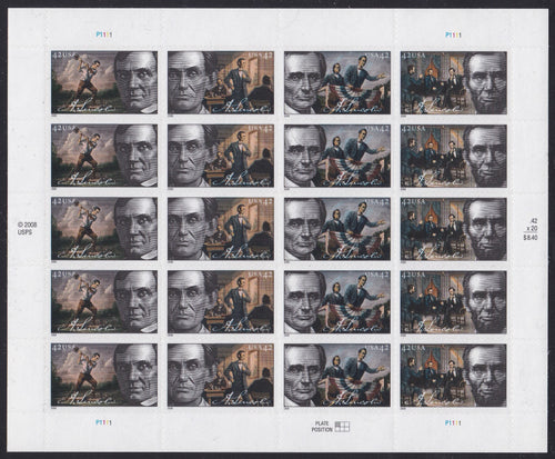 # 4380-83 (2009) Lincoln - Pane, MNH