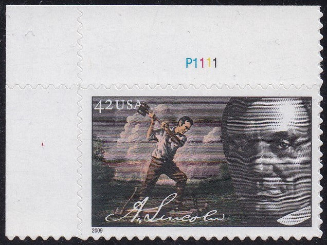 # 4380 (2009) Lincoln - Plt sgl, UL #P1111, MNH