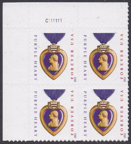 # 4704 (2012) Purple Heart, 2012 year date, 11x11 - PB, UL #C111111, MNH