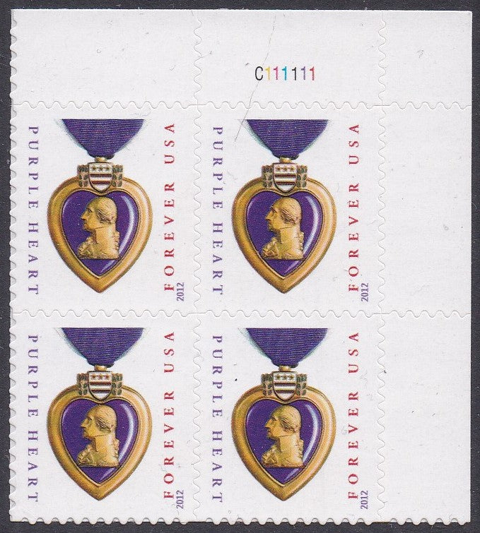 # 4704 (2012) Purple Heart, 2012 year date, 11x11 - PB, UR #C111111, MNH