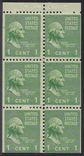 # 804b (1942) Washington - Bklt pane, 2.5mm gutter, MNH [B - 2]