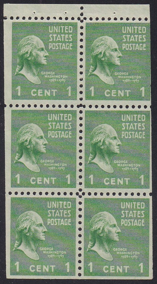 # 804b (1942) Washington - Bklt pane, 2.5mm gutter, MNH [B - 3]