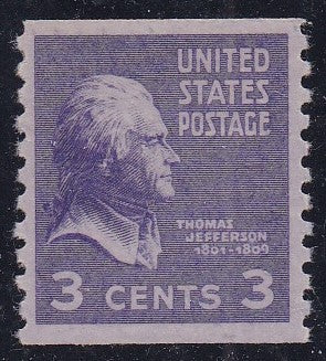 # 842 (1939) Jefferson - Coil pr, H, VF MNH