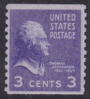 # 842 (1939) Jefferson - Coil sgl, H, VF MNH