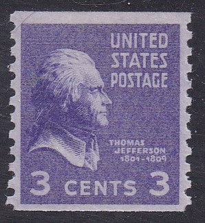 # 842 (1939) Jefferson - Coil sgl, H, XF MNH