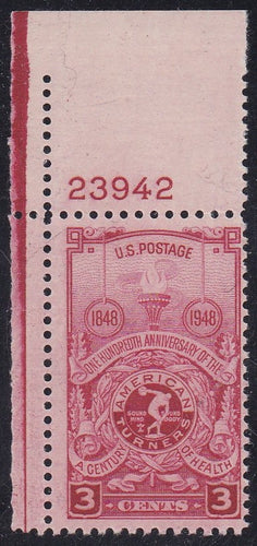 # 979 (1948) American Turner's - Plt sgl, UL #23942, MNH