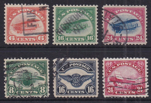 # C1 - C6 (1918-23) First Airmails - Sgls, Set/6, XF Used