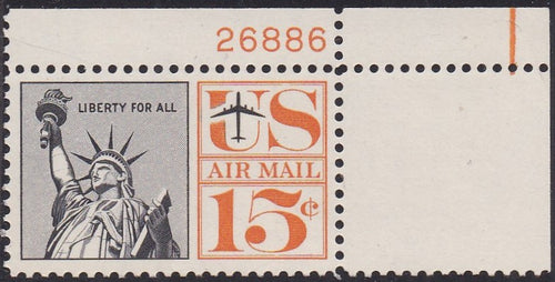 # C63 (1961) Statue of Liberty - Plt sgl, UR #26886, MNH