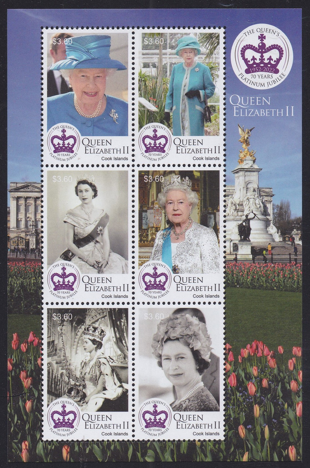 Cook Islands (2022) Queen Elizabeth, Platinum Jubilee - MS, MNH