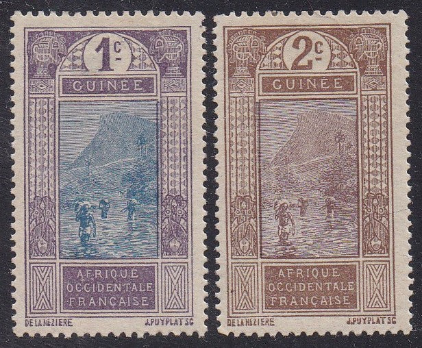 French Guinea # 63-64 (1913) Ford at Kitim - Sgls, Set/2, MH