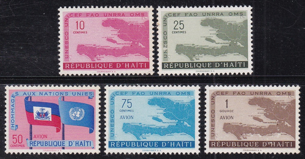 Haiti # 440-41, C133-35 (1958) Map of Haiti, Flags - Sgls, Set/5, MNH