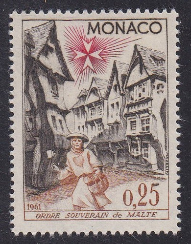 Monaco # 481 (1961) Medieval Town and Leper - Sgl, MNH