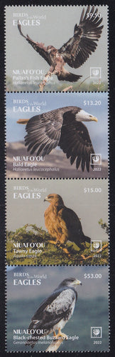 Niuafo'ou (2022) Birds of the World, Eagles - Strip/4, MNH