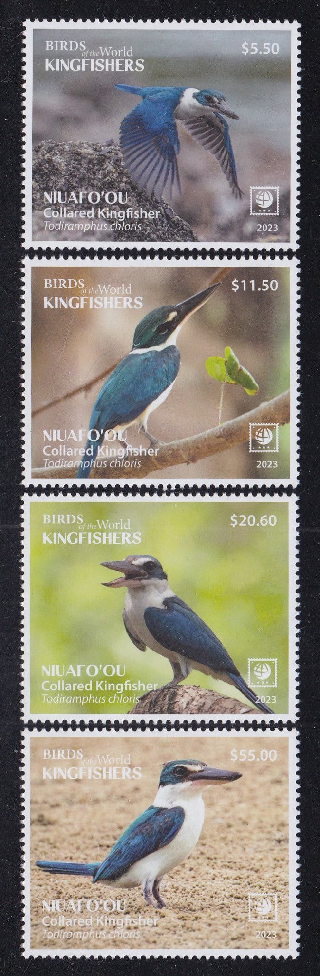 Niuafo'ou (2023) Birds of the World, Kingfisher - Sgls, Set/4, MNH