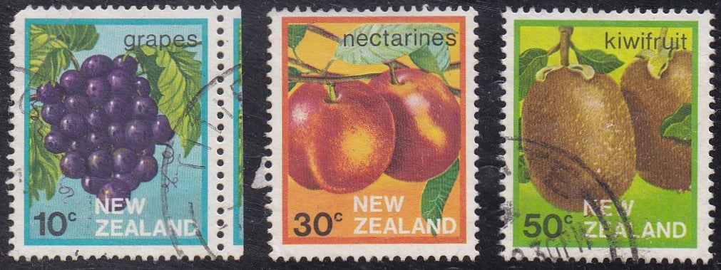 New Zealand # 761, 63, 65 (1983) Fruit - Sgls, Set/3, Used