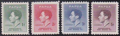 Papua New Guinea # 118-21 (1937) George VI - Sgls, Set/4, MLH