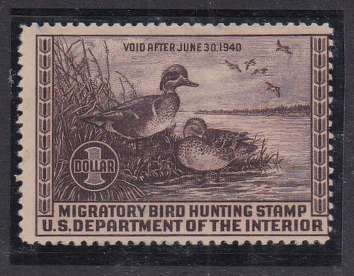 # RW6 (1939) Green-winged Teal - Sgl, MLH