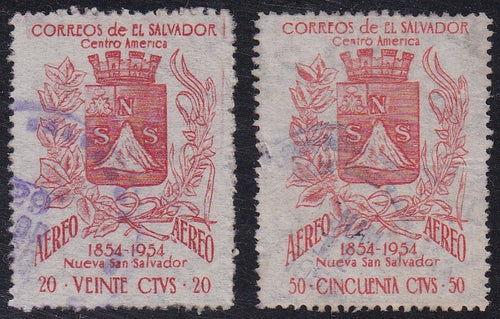 El Salvador # C180-81 (1957) Coat of Arms - Sgls, Set/2, Used