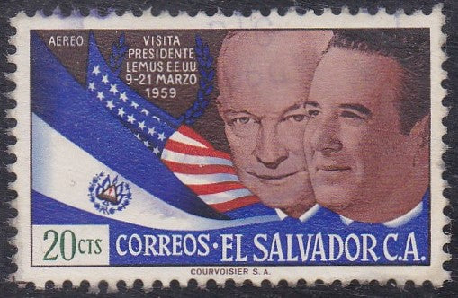 El Salvador # C185 (1959) Presidents DDE & Lemus - Sgl, Used