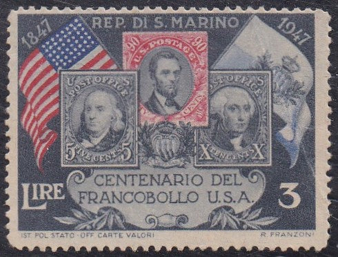 San Marino # 267 (1947) Stamp on Stamp - Sgl, MH