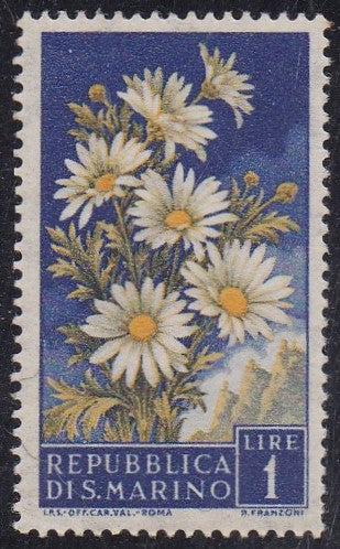 San Marino # 394 (1957) Flowers - Sgl, MLH